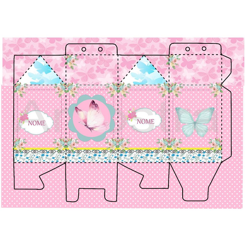Caixa Milk para montar- Jardim das Borboletas Rosa e Azul-30 Unidades ...