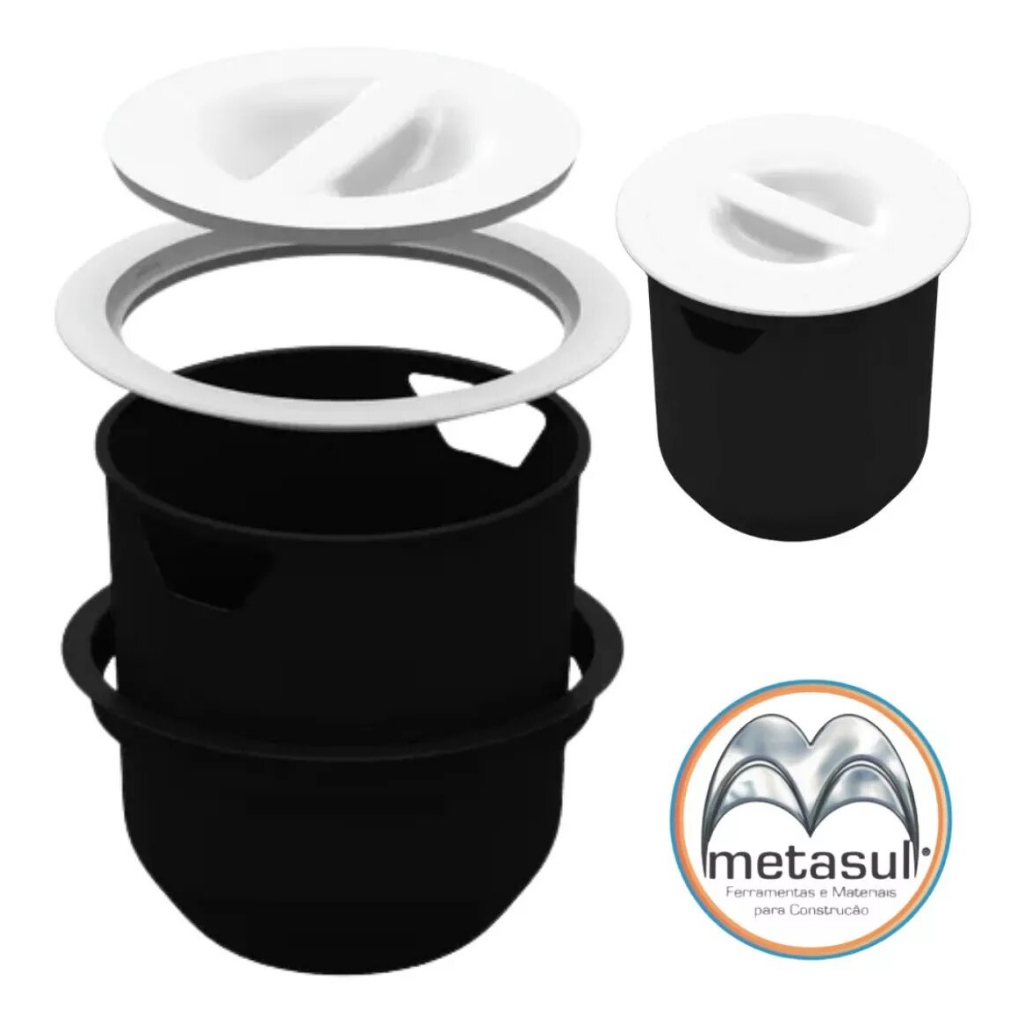 Kit Lixeira Embutir 3L + Torre de Tomada + Dosador Inox - Inovar