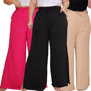 Calça Pantacourt Midi Larga Moda Plus Size Wide Leg G1 G2 G3 - Calça  Pantacurt - Calça Plus Size Feminina - Magazine Luiza