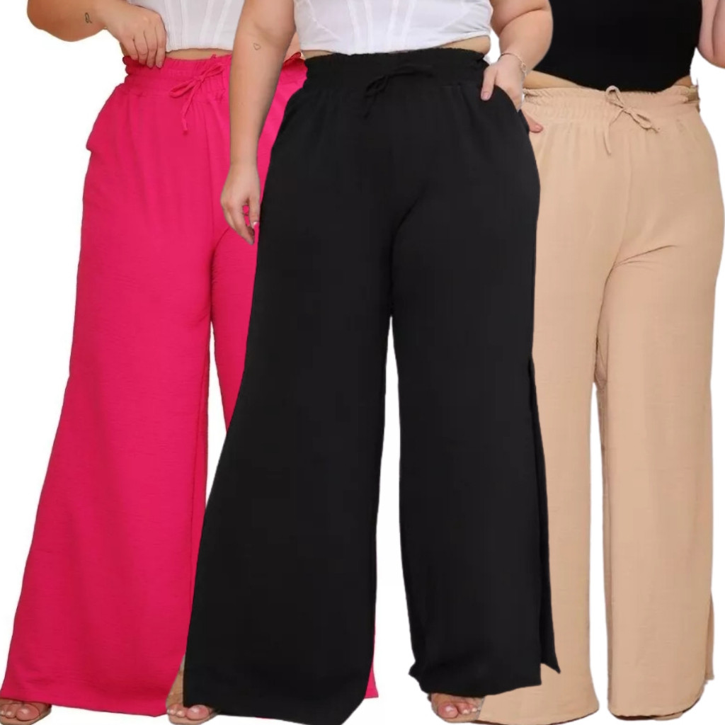 Calça Pantalona Plus Size de Amarrar Duna
