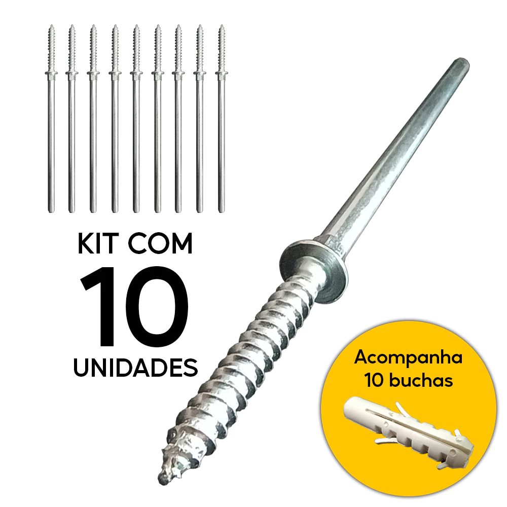 Parafuso Pino Suporte Invisível Prateleira 170mm - 10 peças