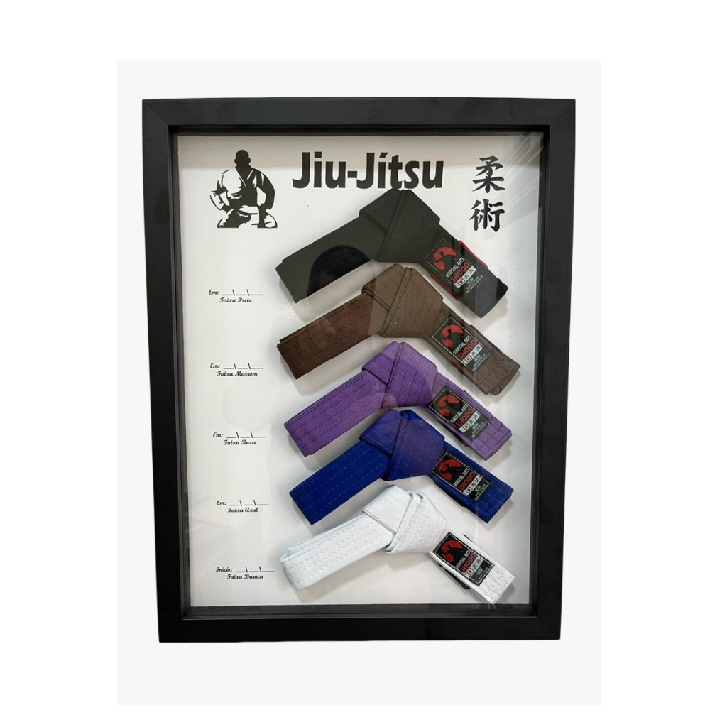 Faixa Jiu Jitsu Miniatura Quadro Com Vidro C/5 Unidades