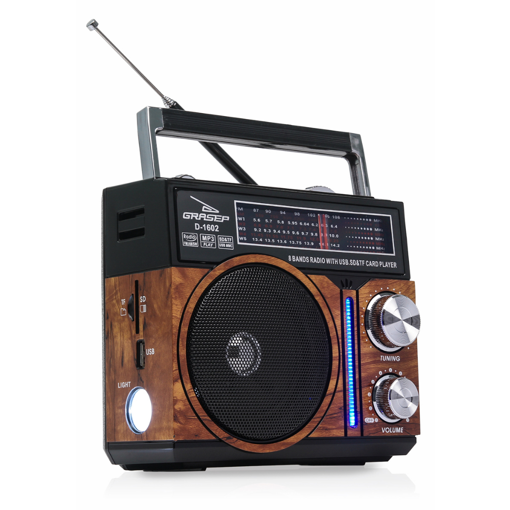 Caixa de Som Retrô Rádio Fm Am 10W Rms Real Portátil Mp3 Pen Drive Usb ...