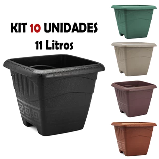 Kit 10 Vasos para Flores Quadrado G 11 Litros