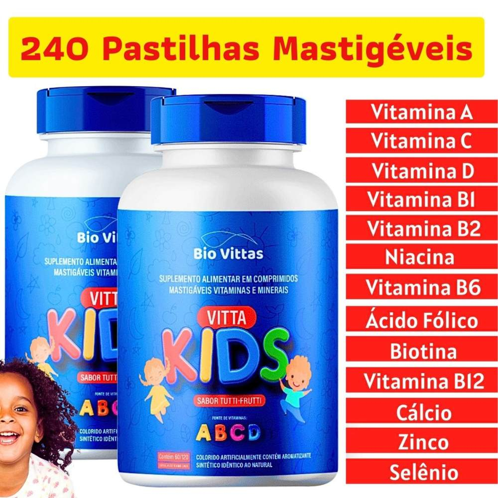 Vitamina Infantil KIT Mastigável / 240 Comprimidos - Suplemento Bio ...