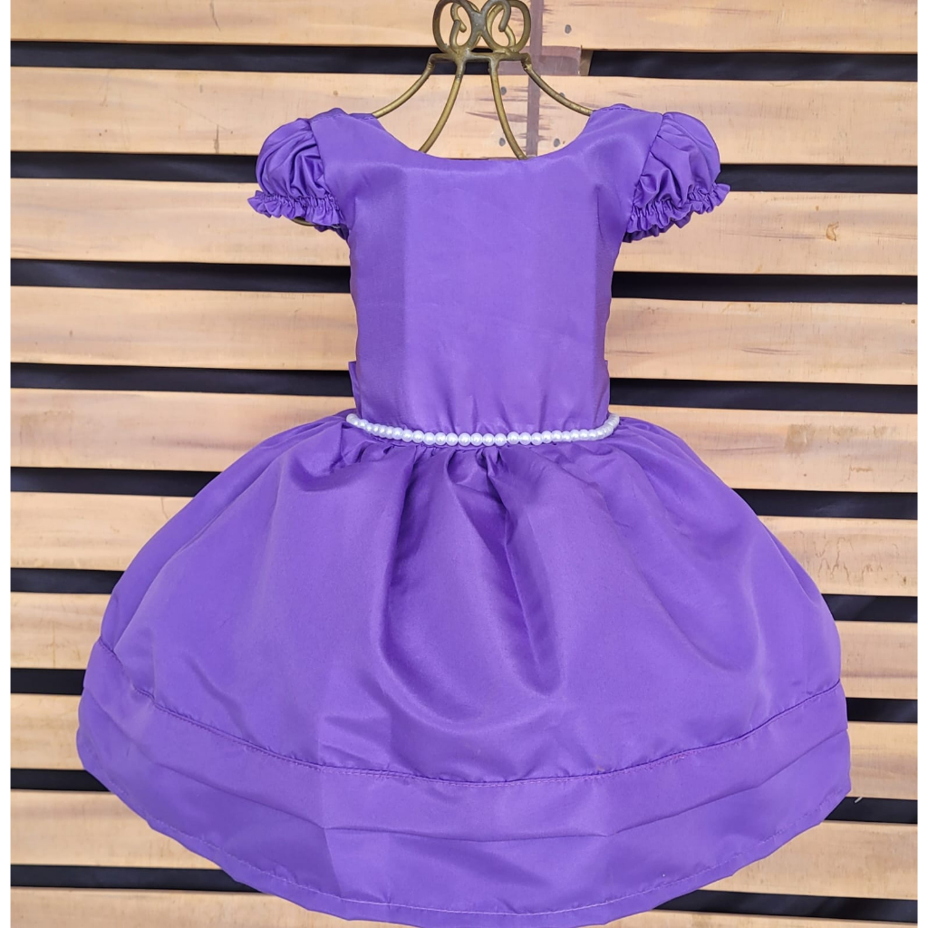 Vestido Princesa Sofia Roxo Pérolas infantil