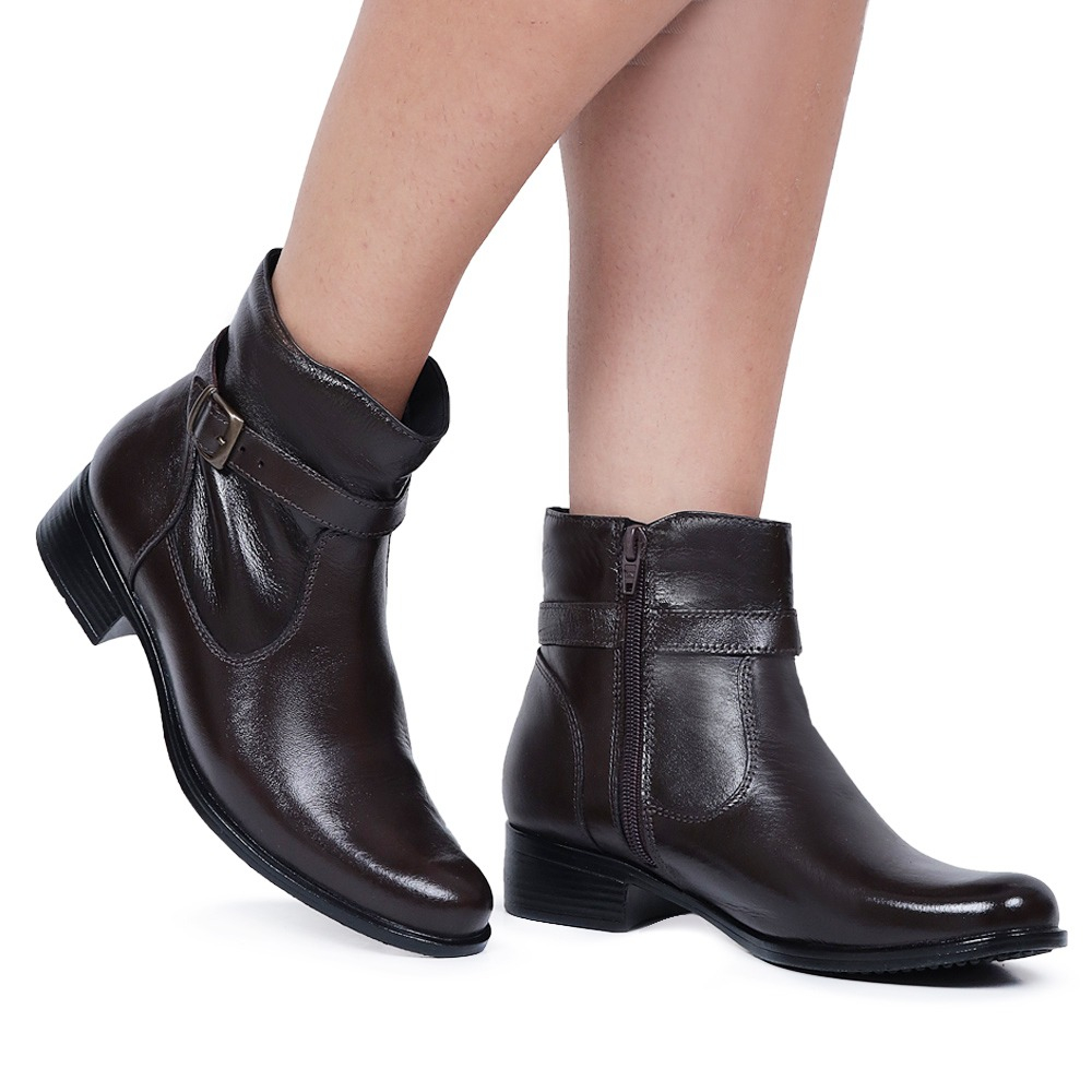 Bota Feminina Montaria Cano Curto Couro Legitimo Botina Feminina ...
