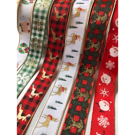 Fita gorgurao 38mm natalina borda dourada5metros