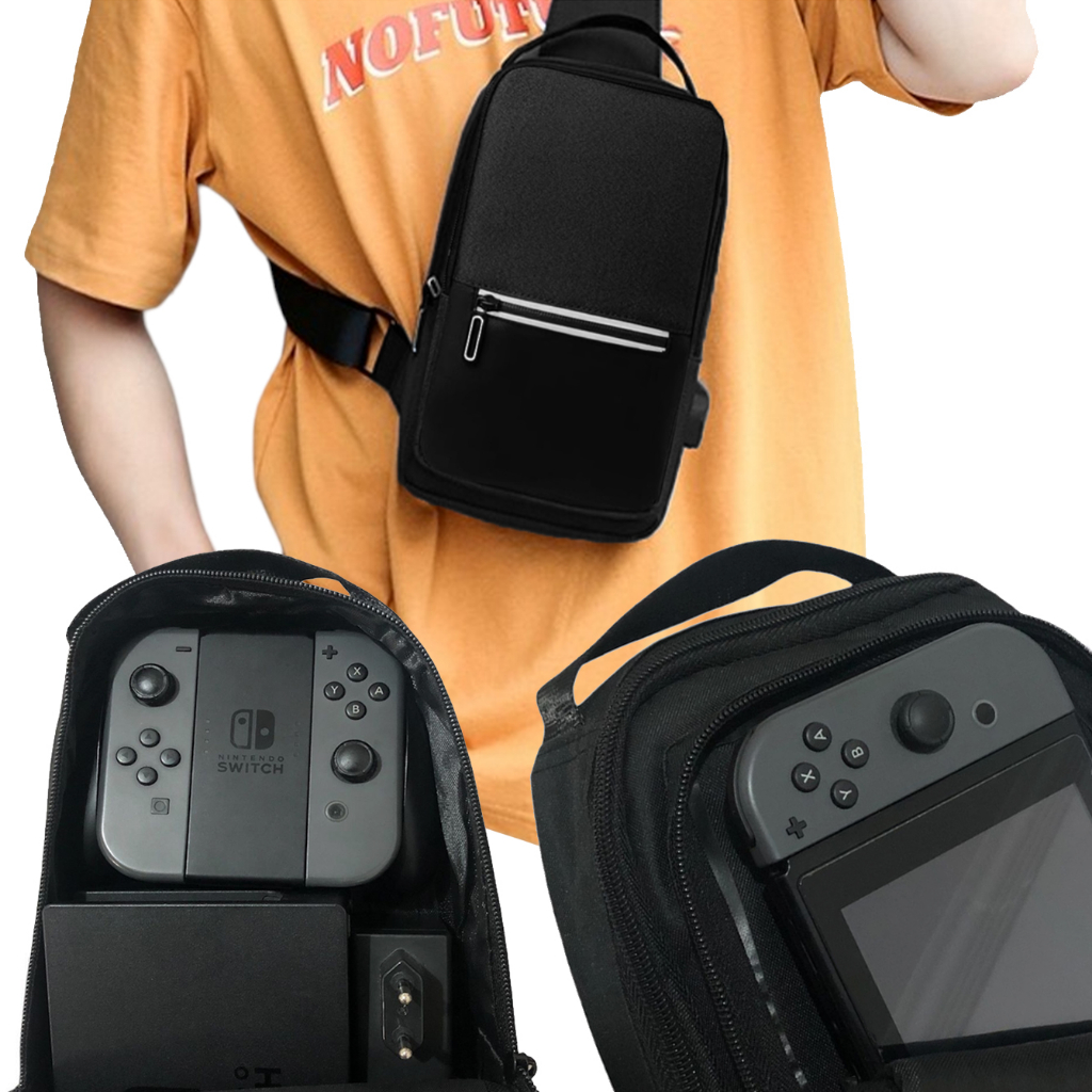 Bolsa Pochete Bag Mochila Transversal Compatível Com Nintendo Switch Oled V1 V2