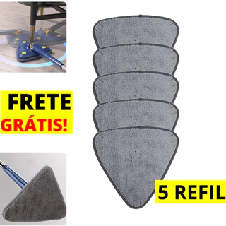 Kit 5 Refil Mop Triangular Esfregão 360 Rodo Giratório Lava Seca Microfibra Qualidade