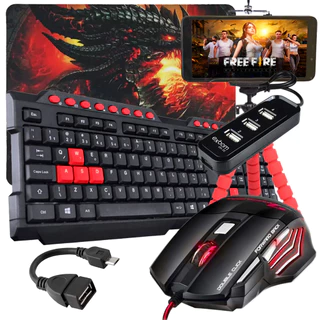 Kit Mobilador Gamer Completo Teclado + Mouse RGB + Suporte + OTG em Oferta na Shopee