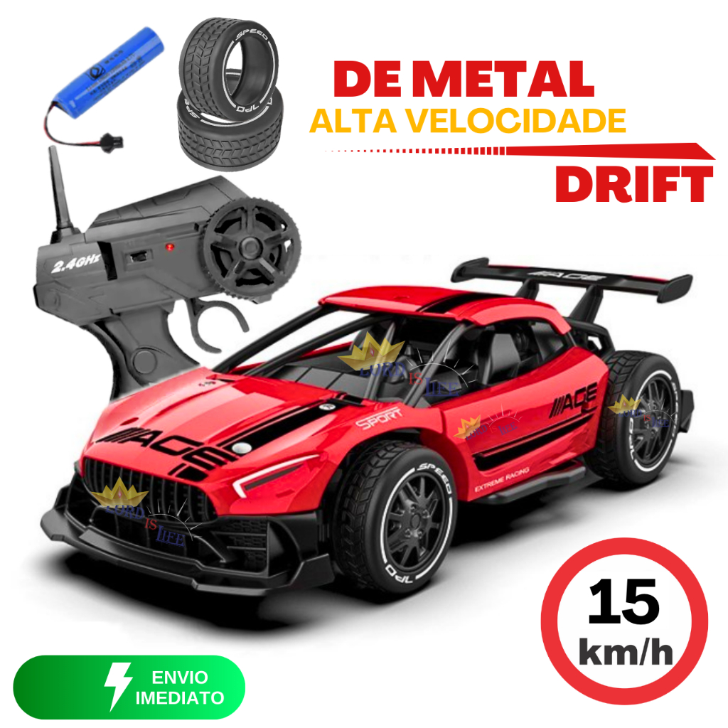 Brinquedo Carro com Controle Remoto: WLtoys-F1 Drift com LED e