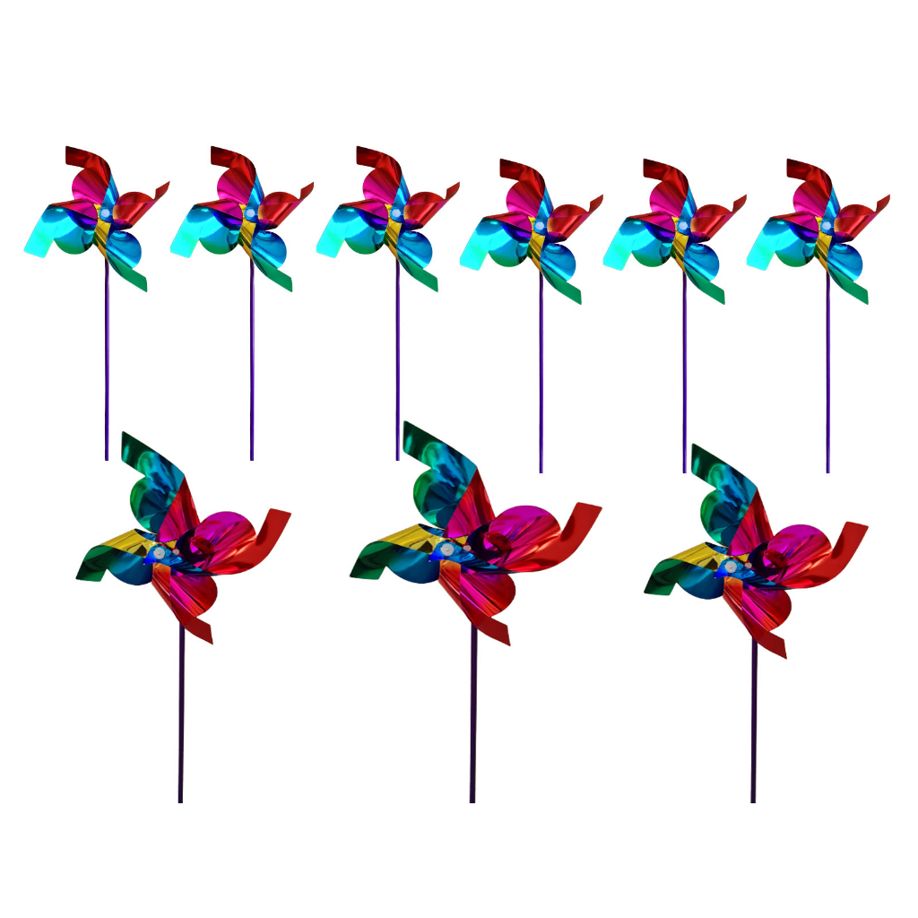 Cata-vento colorido arco-íris 12 unidades.