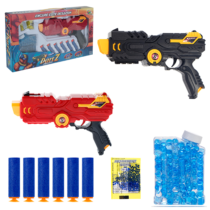 Kit com Duas Armas de Brinquedo Lançador de Bolinhas de Gel Blaster  Metralhadora com 20000 Munições (Azul e Vermelha) (Vermelho e Vermelho)