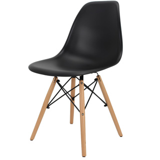 Cadeira Eames Polipropileno Preto Base Madeira Várias Cores