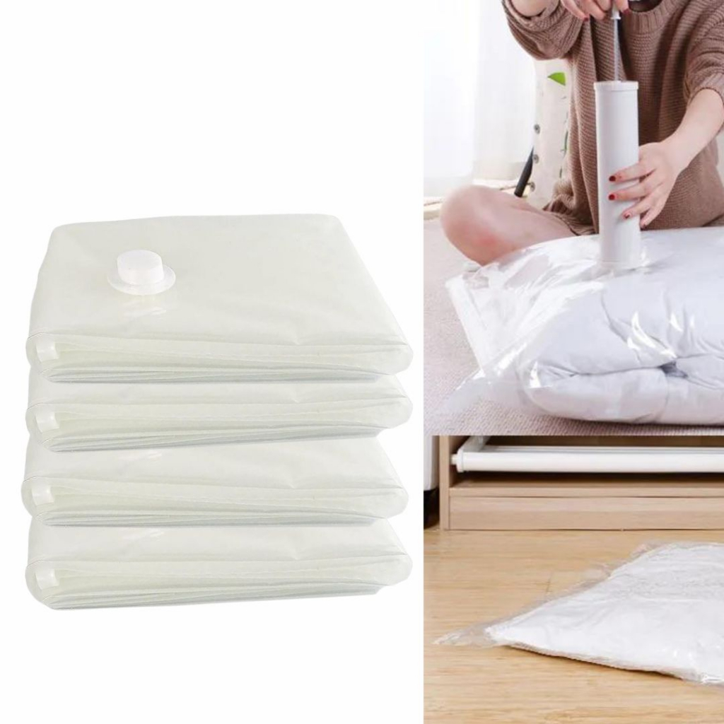 Kit com 04 unidades Saco organizador P/ Embalar A Vácuo Plástico Transparente - Top