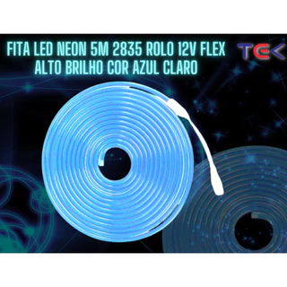 Fita Led Neon 5m Rolo 2835 Flexível 12v Alto Brilho Cor Azul Claro