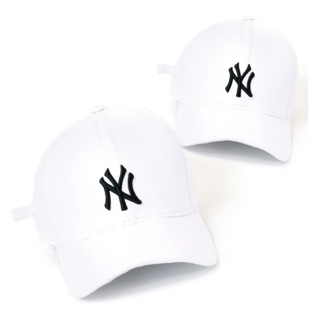 Bone Aba Curva Trucker New york Yankes Snapback Masculino e Feminino Branco com Preto