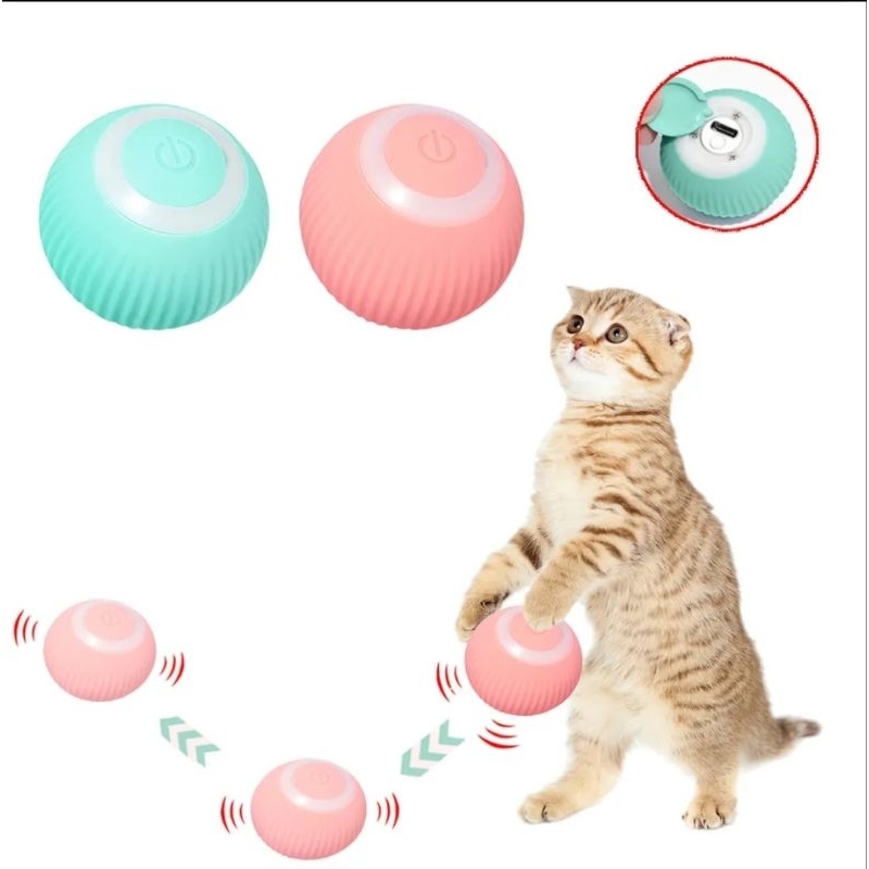 Bola de Brinquedo Interativa para Gatos com Luz Led Bola Giratória  Automática de 360 Graus Interativa Recarregável Por Usb