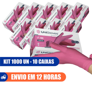 Luva Látex Rosa Pink Com Po 1000un Selo Anvisa Unigloves