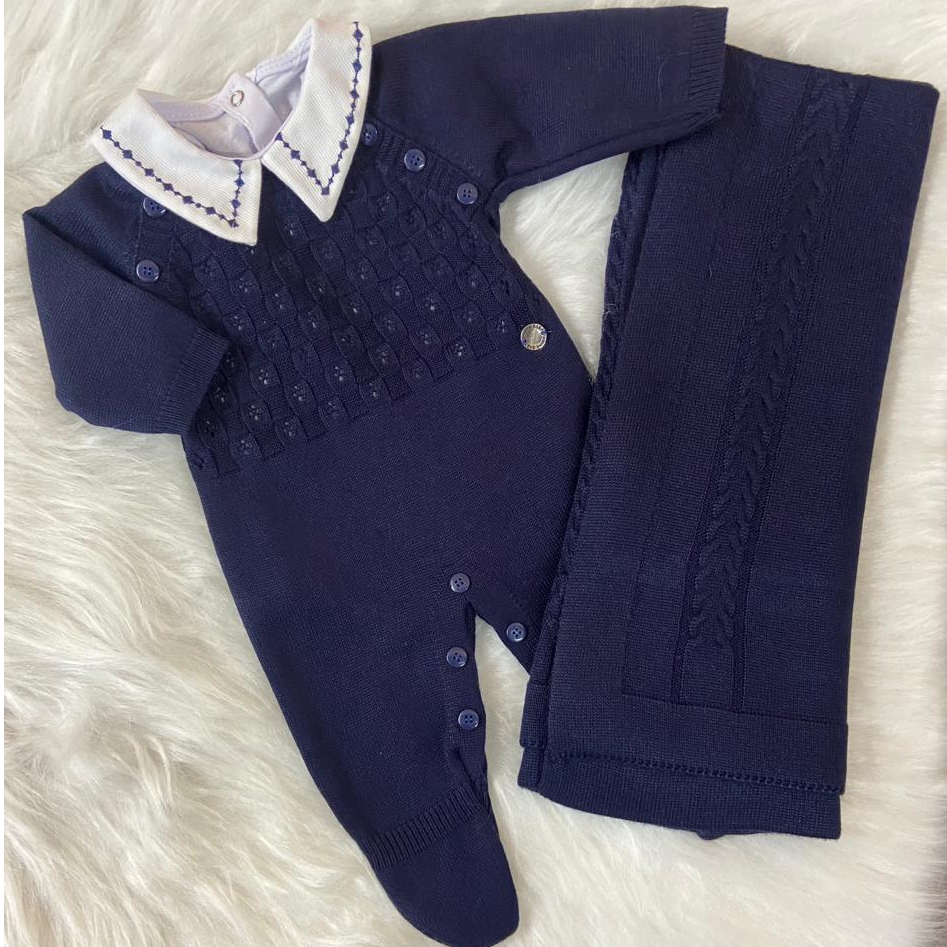 Conjunto Saida Maternidade Tricot Completa Menino Recem Nascido ...