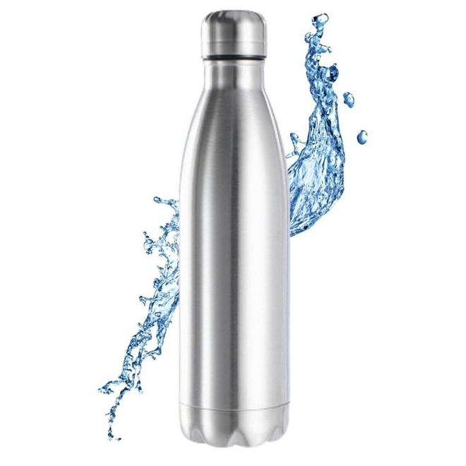 Garrafa aço Inox Squeeze 750ml Academia Viagem Água Gelada Escola Portátil portátil (Não é Térmica)