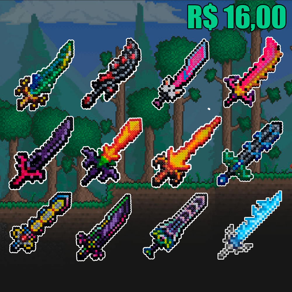 Terraria - Espadas - Pixel Art - Divertido - Alternativo - Hama beads