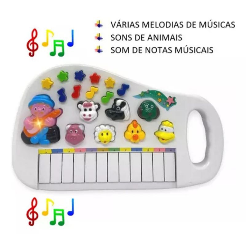 Brinquedo Piano Infantil Morango Com Som Animais Fazendinha em