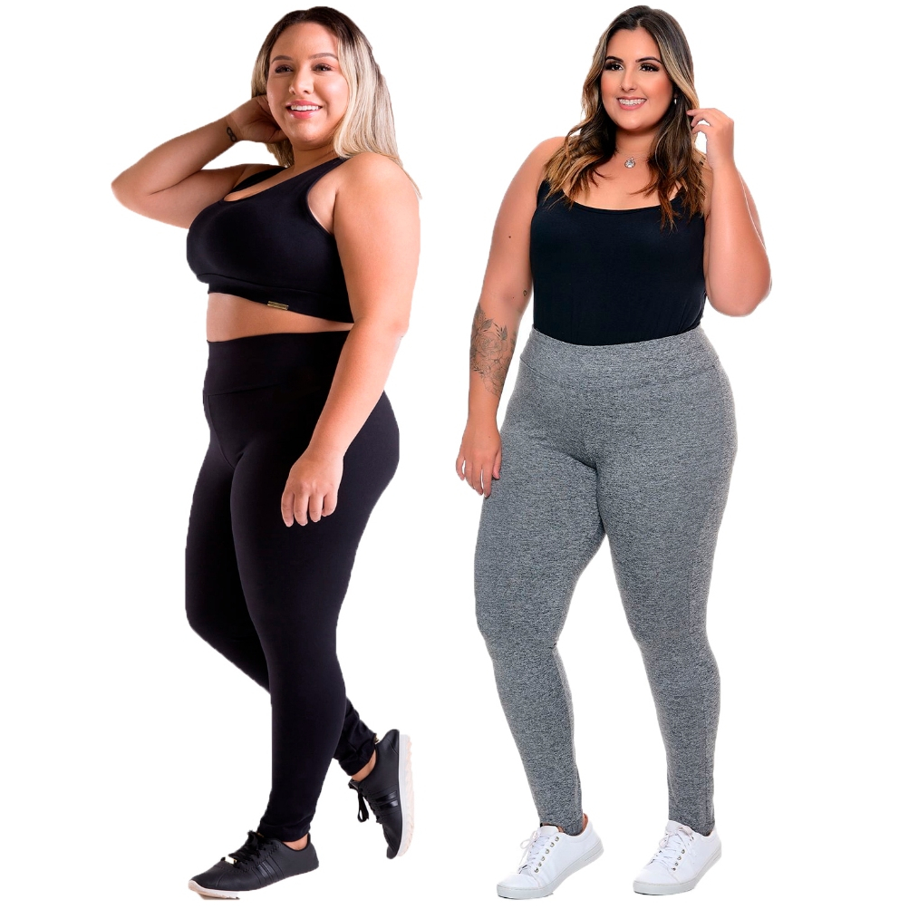 Kit 2 Calça Legging Plus Size Leg Fitness