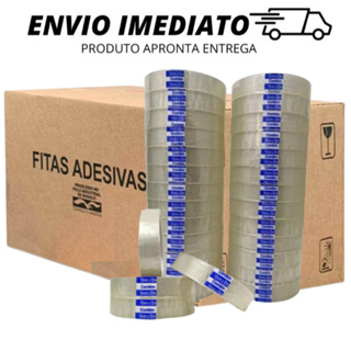 KIT 64 Rolos De Fita Adesiva Fininha Fina Estreita 18mm Transparente 50 Metros - Atacado Fita Durex 18x50