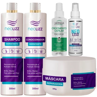 Kit Tratamento Capilar Completo - Shampoo + Condicionador + Máscara Com Óleos Nutritivos + Tônico Capilar