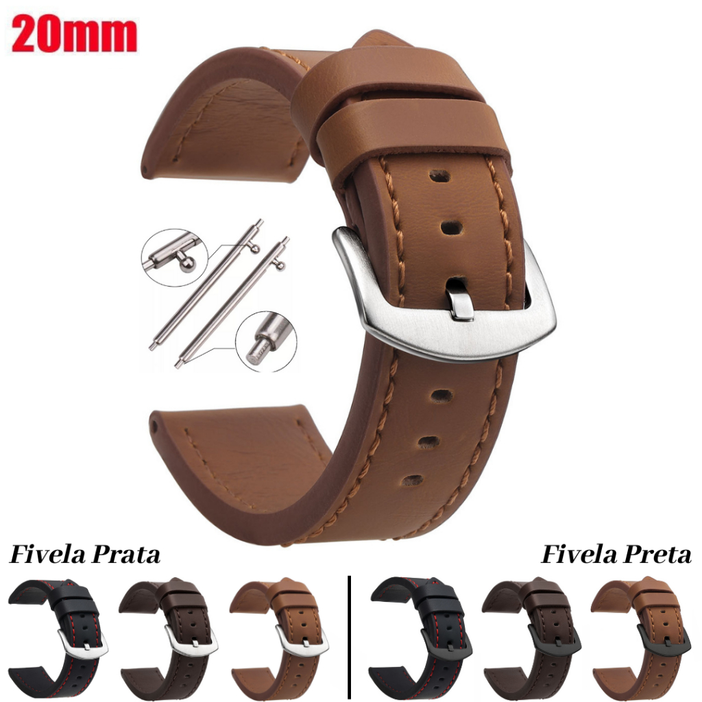 Pulseira Galaxy Active 2, Galaxy watch 4 classic couro genuíno 20mm gatilho rápido