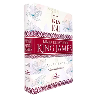Bíblia de Estudo King James Atualizada | 1611 | Textos Coloridos | Capa Luxo Floral