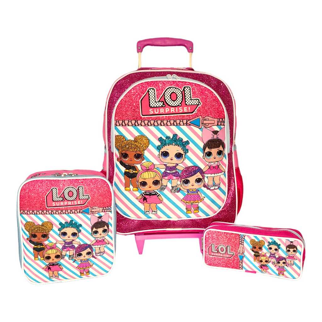 Kit Mochila Escolar Infantil Lol Bffs 4 Eva Com Rodinhas