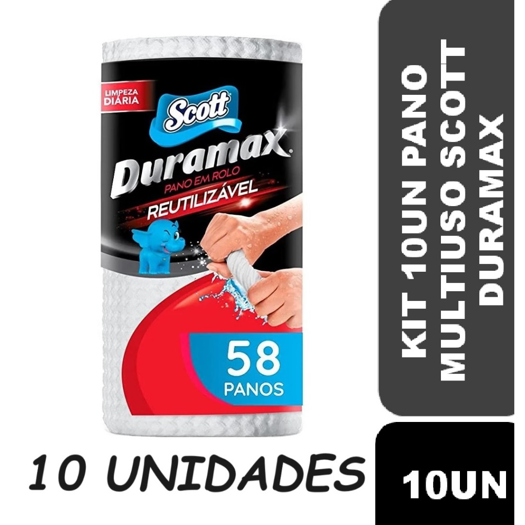 Kit com 10 rolos Pano multiuso Scott Duramax Branco 1 rolo c/58 panos ...