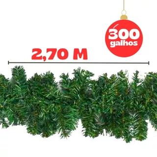 Kit 2 Festão Aramado Flexível Natal Luxo 270cm - 300 Galhos - Decoração Loja Casa Enfeite Natalino