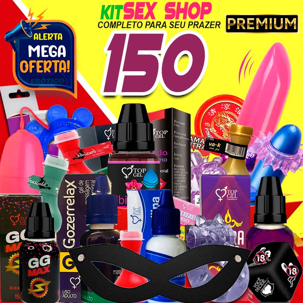 Kit Sex Shop 150 Produtos Eróticos Lubrificante intimo sexy e Vibrador Feminino Uso Adulto Itens Sexuais