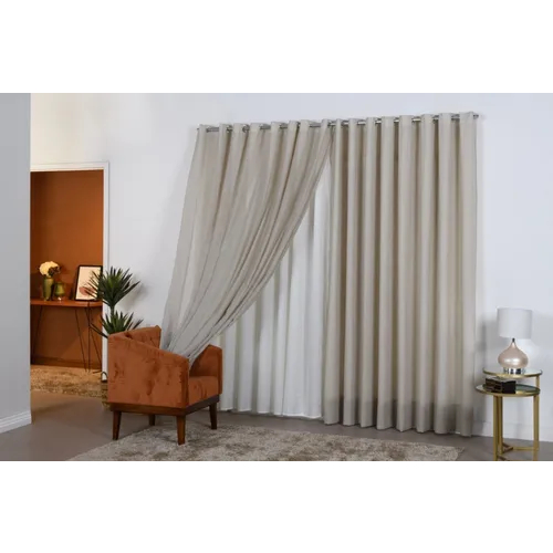 Cortina Gaze De Linho E Forro 6,00 x 2,60 Pra Sala e Quarto