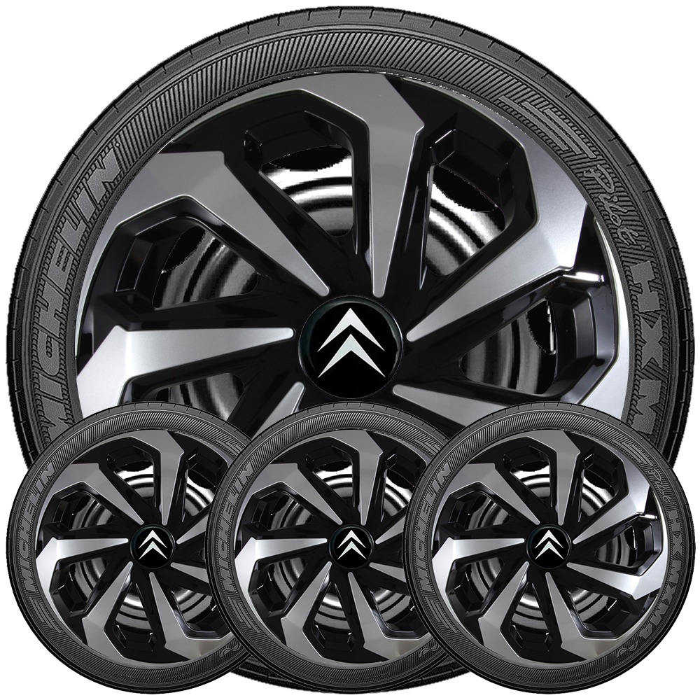 Kit 4 Calotas Esportivas Aro 14 Linha Spider Compativel Com C3 C4 Xsara