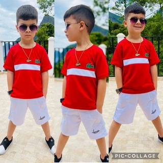 conjunto lacoste infantil juvenil masculino. camisa e bermuda
