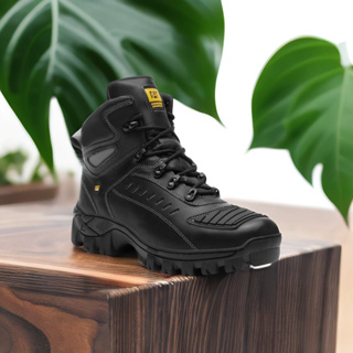 Coturno Masculino Bota Caterpillar PVC Cano Curto Preto Marrom Palmilha  Anatômica Gel