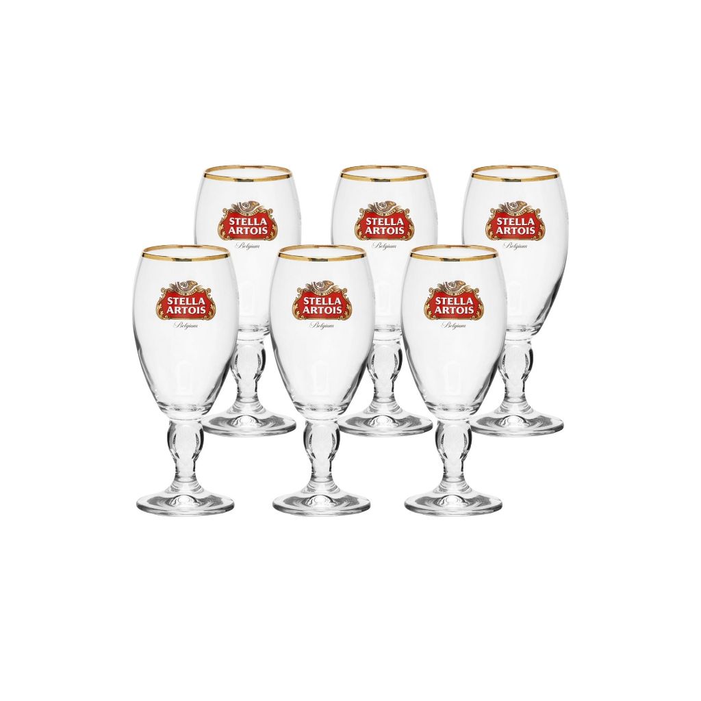 Lot De 4 Verres à Bière Stella Artois International - Calice 280ml Bord Doré