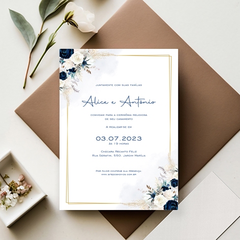 Convite de Casamento Floral Frete Grátis*