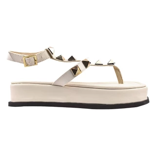Sandalia Papete Feminina Plataforma Off White Fashionista Enfeite Pirâmide Blogueira Dia Das Mães