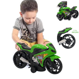 Moto De Brinquedo Branca Pequena Rodas Esportivas Com Apoio na