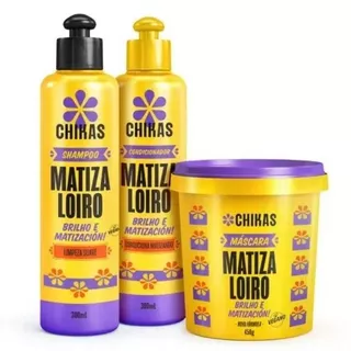 Kit Matiza Loiro Chikas Cosméticos Sha + Cond + Mascara de 450g