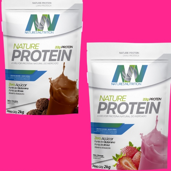 KIT 2 Whey 2kg Gourmet diversos sabores Nature Protein Concentrado Linha Premium – Zero Açucar