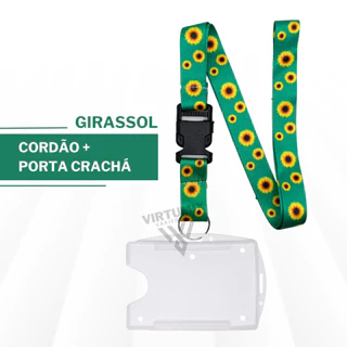 Kit Cordão Girassol Deficiências Ocultas com Porta Crachá Horizontal e Vertical Transparente Autista