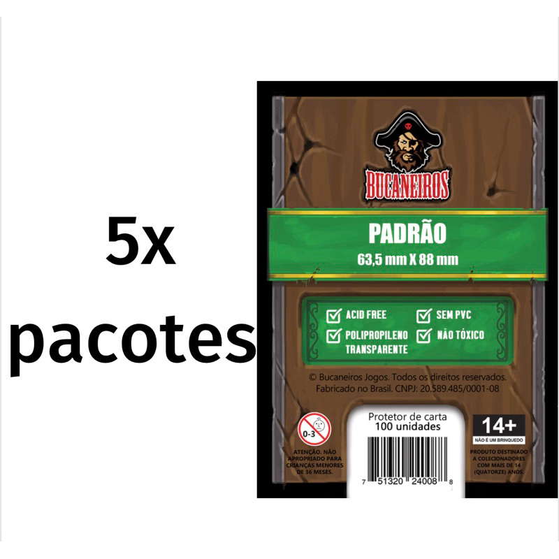 5x Pacotes - Sleeve Padrão Bucaneiros (63,5×88mm)