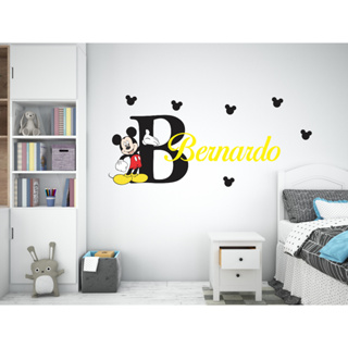 adesivo de parede minnie ou mickey com nome